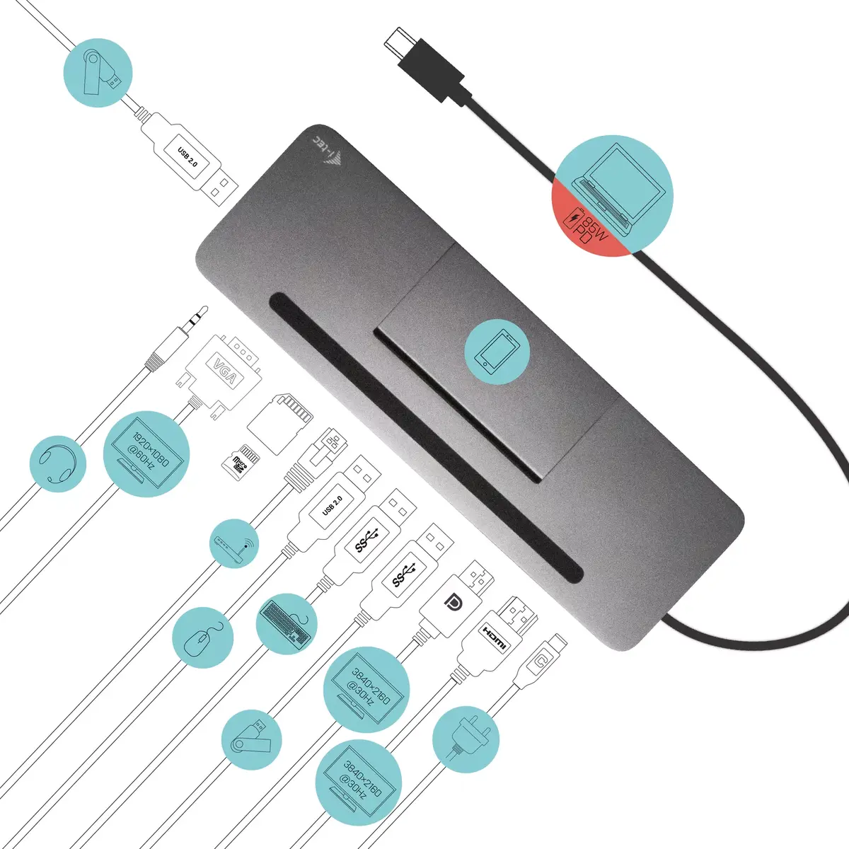 Doku stacija i-tec Metal USB-C Ergonomic 4K 3x Display Photo 8