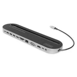 Станция док‑станция DIGITUS USB‑C 12‑портовая — USB 3.2 Gen 1 Type‑C, 4× USB‑A, HDMI, VGA, RJ‑45, SD/MicroSD, PD 100 Вт, 4K