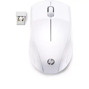 Беспроводная оптическая мышь HP 220 RF Wireless — белая, 3 кнопки, микроприёмник USB-A, батарея AA