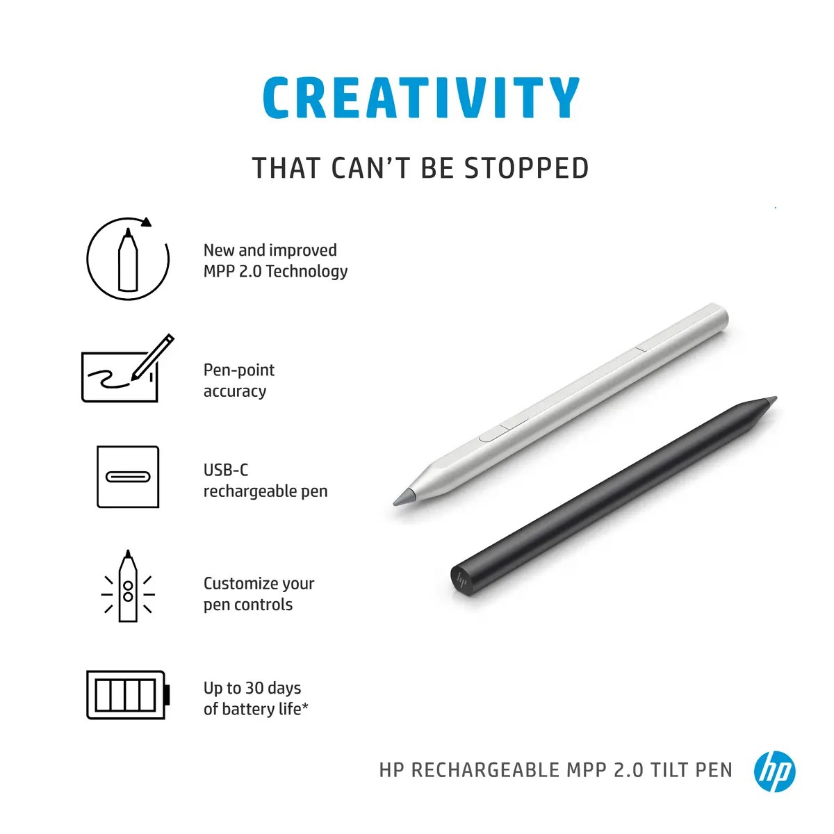 Стилус HP Rechargeable MPP 2.0 Tilt Pen Black Photo 5