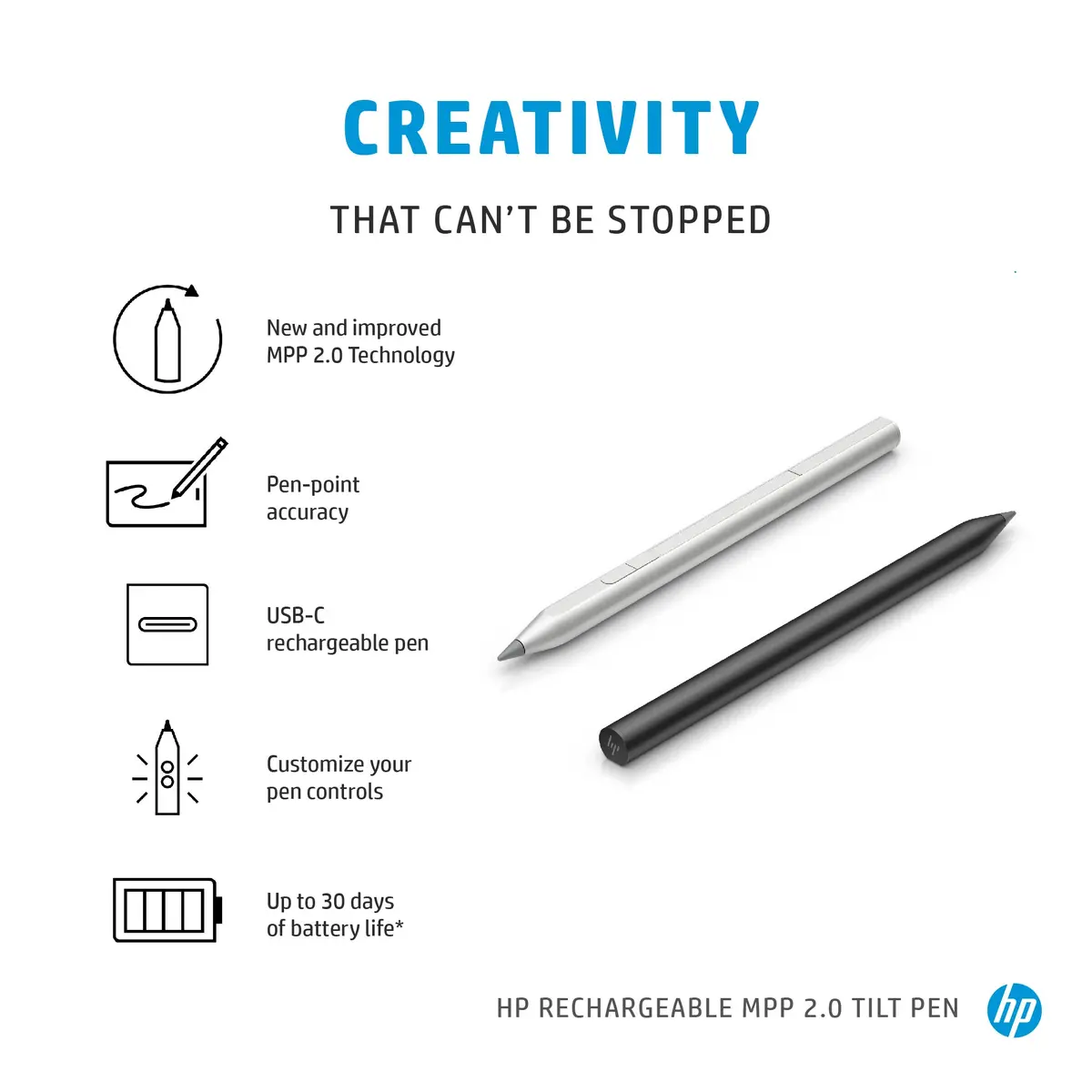 Стилус HP Rechargeable MPP 2.0 Tilt Pen Black Photo 6