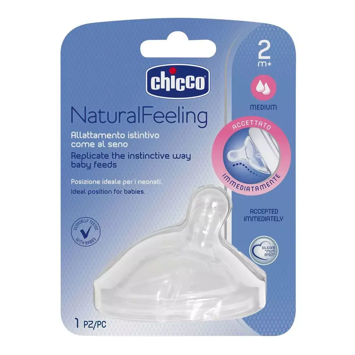 CHICCO Natural Feeling silikona knupītis (no 2 mēn.) Photo 2