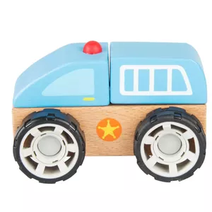 iWood Wooden Blocks Smal l Vehicle Police Car