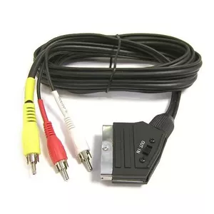 SCART to 3×CINCH switch cable PREMIUMCORD kjssc-2, 1.5 m, SCART (input) to 3 RCA (output)