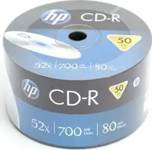 Inkjet printable CD-R discs HP 52x 50-pack — recordable optical media, 700MB, 80 min