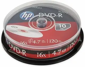 Optiskie diski HP DVD-R 16X 10 gab. komplekts kastē