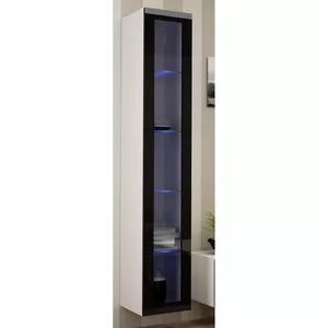 Витрина cama meble VIGO 180 настенная стеклянная 1800×400×300 мм белый/чёрный глянец