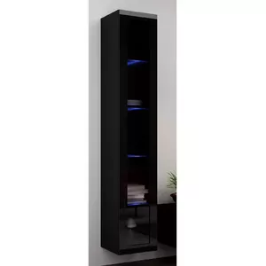 Display cabinet Cama Meble VIGO 180 wall-mounted glass-case 1800×400×300 mm black/black gloss