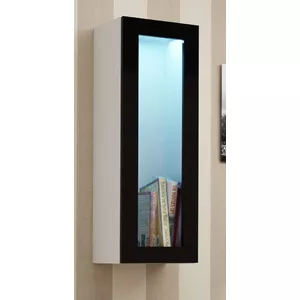 Витринный шкаф cama meble VIGO 90 — навесной стеклянный шкаф 900×350×320 мм белый/черный глянец