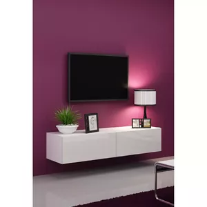 ТВ тумба Cama Meble VIGO 140, 1400×400×300 мм, белый глянец верх, ДСП, белый каркас