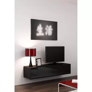 Тумба под TV Cama Meble VIGO 140 — 1400×400×300 мм, ЛДСП, черный/черный глянец