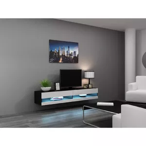 ТВ-тумба cama meble VIGO NEW 30/180/40, 1800×400×300 мм, черная столешница, ЛДСП каркас