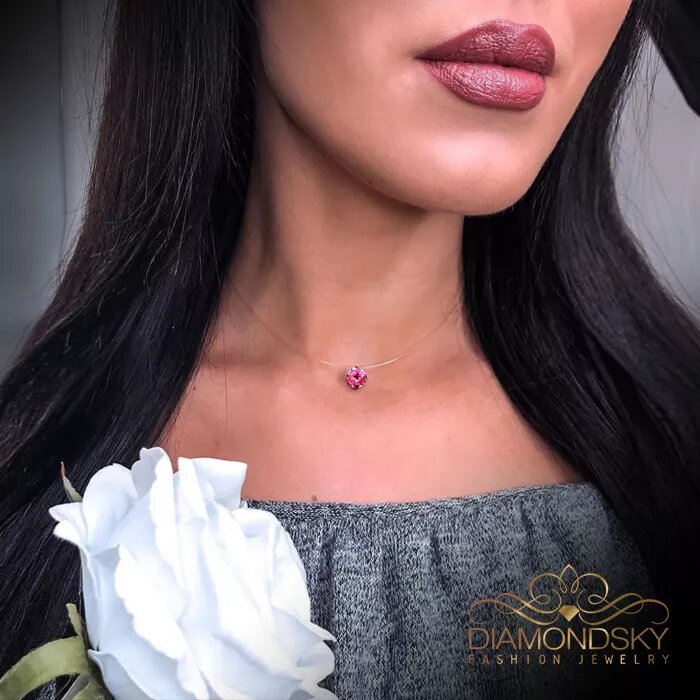 Invisible Necklace (Rose) with Crystal DS01K083