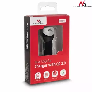 Автомобильное зарядное устройство MACLEAN MCE157 — 2×USB + Qualcomm QC 3.0, макс 4.8A, кабель 1.5 м, серебристый