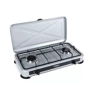 Freestanding gas cooker PROMIS KG200 stainless silver finish — 2 gas burners, 2 electric zones, electric oven, mechanical controls