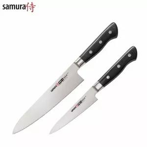 Samura PRO-S set of 2 knives: European Chef's knife 200mm / Utility knife 115mm from AUS 8 Japanese steel 58 HRC
