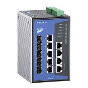 Managed network switch MOXA EDS-G509 — 4 RJ-45 ports, DC-in jack, IEEE 802.1Q/802.1x support
