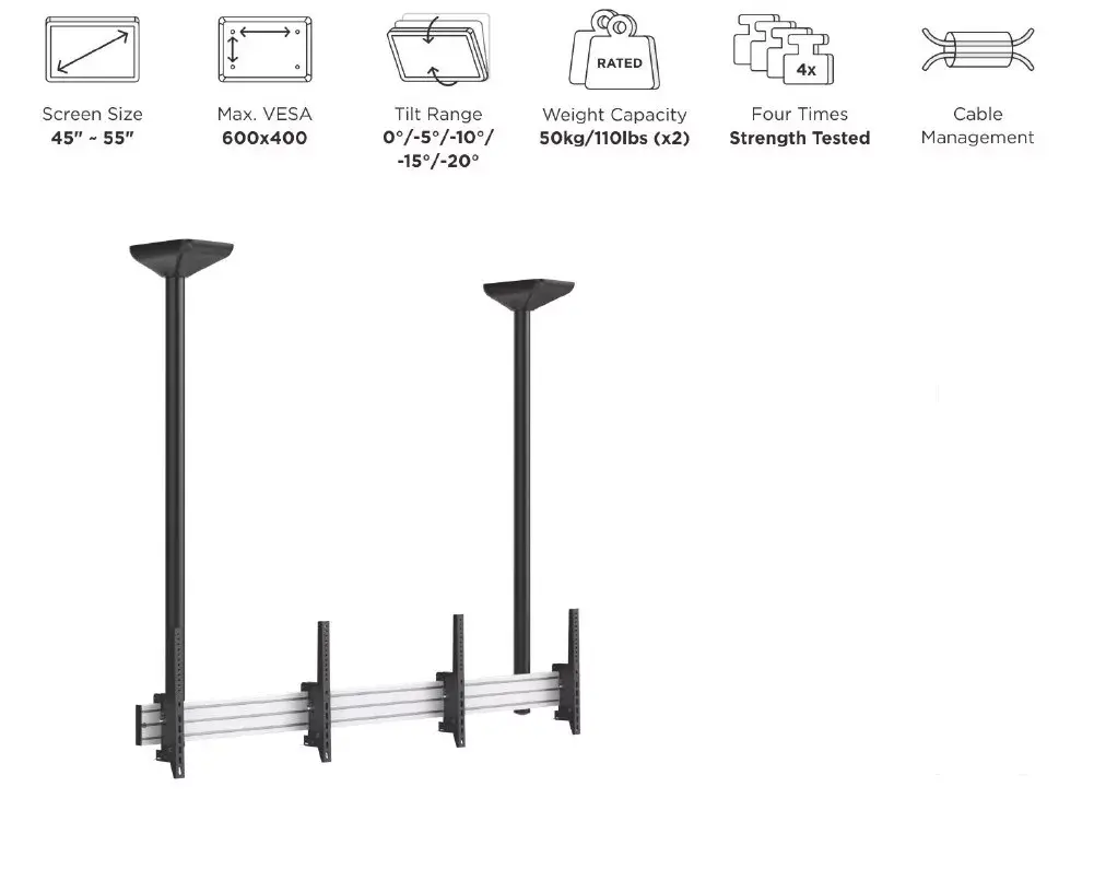 Dual Screen Ceiling Mount Equip 45"-55" Photo 9