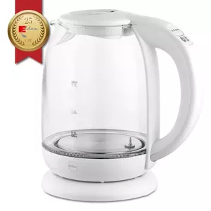 Electric kettle Eldom C510B 1.7 L 2200 W White — glass and plastic housing, button lid, cordless 360° base