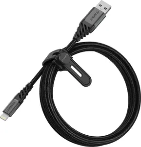 USB uz Lightning kabelis OTTERBOX Premium 2 m — Dark Ash Black, USB-A uz Lightning, uzlāde un datu pārraide
