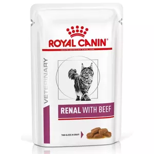 Ветеринарный влажный корм для кошек Royal Canin Renal VD Cat Renal Beef 12 x 85 г, влажность 80%, белок 6.8%