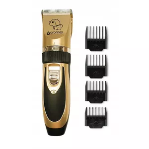 Matu trimmeris mājdzīvniekiem ORO-MED ORO-PET CLIPPER GOLD — akumulatora/tīkla darbība, 70 min darbības laiks, 5 garuma pakāpieni, 3–12 mm, 220–230 V