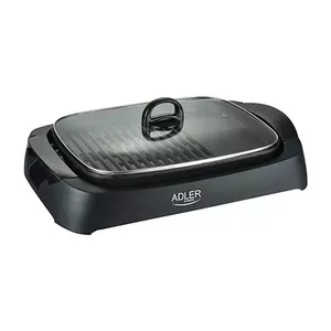 Настольный электрогриль Adler AD 6610, 3000 Вт, чёрный, прямоугольная двухзонная поверхность (решётка+плита)