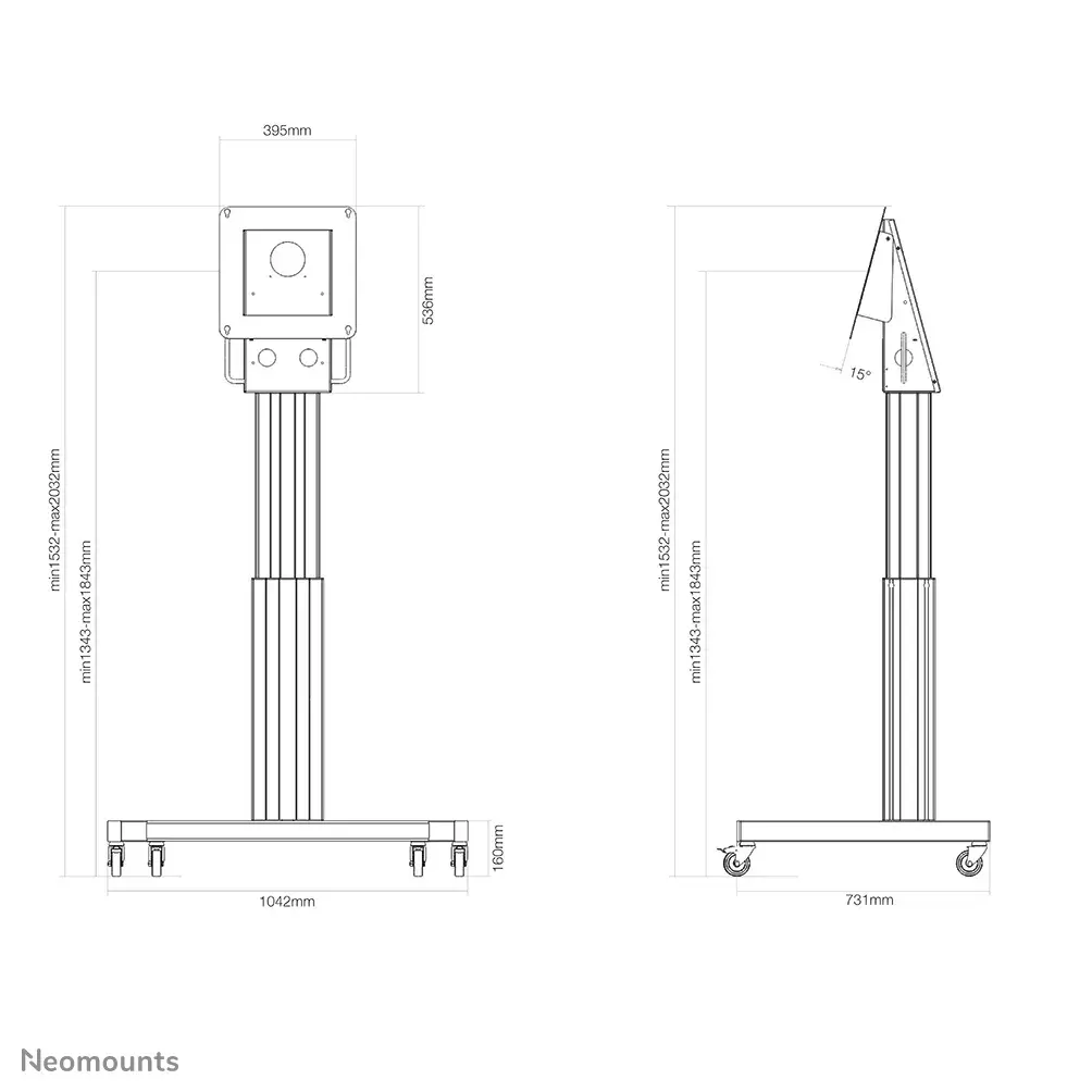 Motorised floor stand Neomounts NM-HUB2LIFTSILVER Photo 8