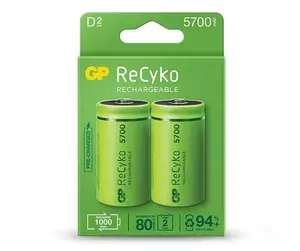GP B2145 D Size Rechargeable Battery, Nickel-Metal Hydride (NiMH), 1.2 V, 2-Pack