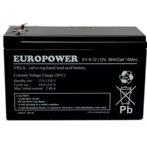 Lead-acid sealed battery europower EV 12-9 — 12 V 9 Ah for UPS and backup power
