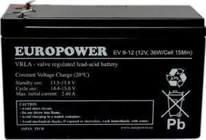 Lead-acid sealed battery europower EV 12-9 — 12 V 9 Ah for UPS and backup power