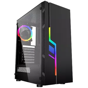 PC Case GEMBIRD Fornax 2000 RGB Midi Tower Black — Micro ATX/ITX/ATX, 1x120mm rear fan, 2x2.5" bays, 2x3.0 USB-A, Tempered glass