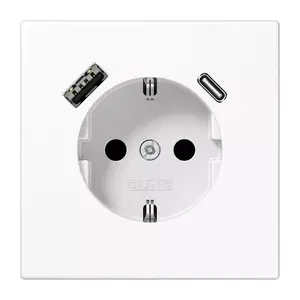 Розетка Type F Jung LS1520-15CAWW, 16 A, 50/60 Гц, IP20, пластиковый корпус, USB 5 В