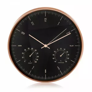 Sienas pulkstenis MACLEAN CE70 G 12" (30 cm) zelta krāsā ar termometru un mitruma mērītāju