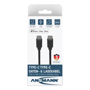 Ansmann 1700-0121 USB kabelis 0,12 m USB C Melns