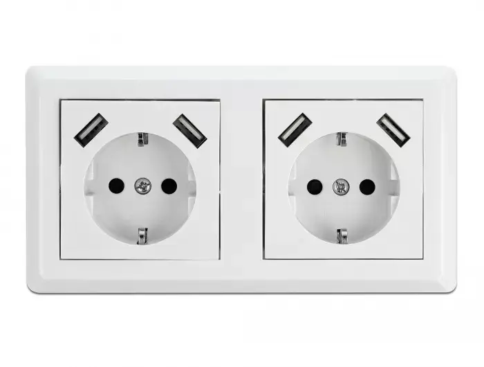 Sienas kontaktligzda DeLOCK 2-virziena ar 4 USB portiem Photo 3