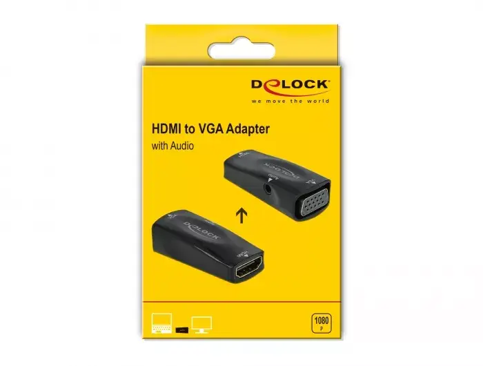 Adapteris HDMI-A sieviešu uz VGA sieviešu 1080p DeLOCK Photo 2