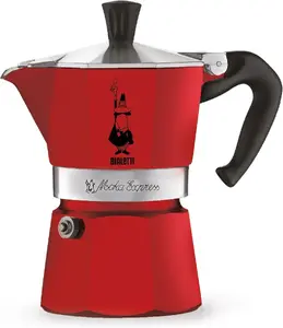 Manual Moka pot BIALETTI 4941 Red — aluminium Turkish-style stovetop coffee maker, 50ml
