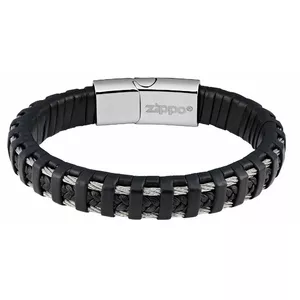 Bracelet Zippo 2.006.232 braided leather with stainless steel details, length 20 cm