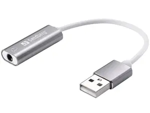 Sandberg Headset USB Converter with USB Host Interface and 3.5 mm Headphone Jack in Aluminium