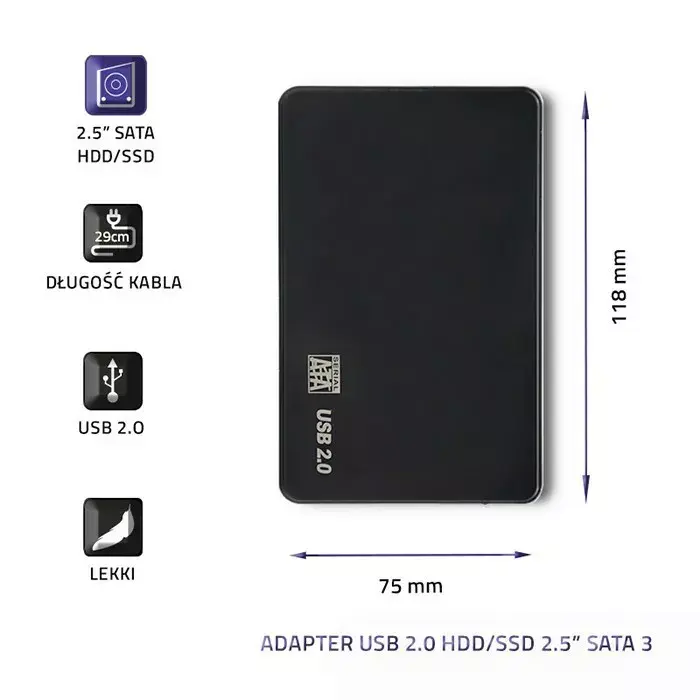 QOLTEC 51862 USB 2.0 2,5" SATA3 adapters Photo 3