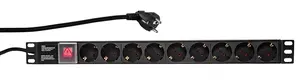 LogiLink PDU9C02 power distribution unit with 9 AC outlets, 16 A maximum current, 250 V nominal input voltage, and 2 m cable