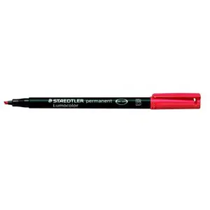 Pastāvīgais marķieris Staedtler 314-2 — sarkanie tinti, rakstīšanas galu 1,0–2,0 mm, polipropilēna korpuss, 1 gab.