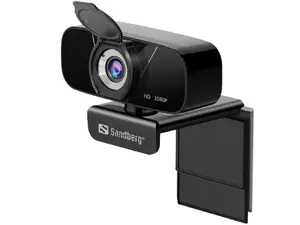 SANDBERG USB Chat Webcam 1080P HD 2 MP Full HD USB 2.0 ar iebūvētu mikrofonu un klipša/statīva stiprinājumu