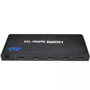 HDMI splitter PREMIUMCORD khsplit4b 1-to-4 ports metal housing with power adapter, supports 3D and Full HD