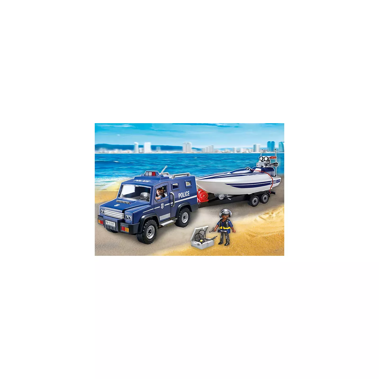 Playmobil Police Truck with Speedboat