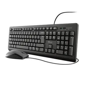 Trust Primo Wired Keyboard and Mouse Set USB Full-size Membrane German QWERTZ Layout Black