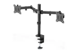 Digitus Dual Monitor Desk Mount DA-90400 for 2 Screens up to 32 Inches and 8 kg Black with Clamp VESA 75x75 and 100x100 Height Adjustment
