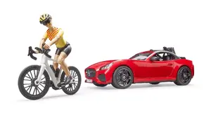 Игрушечный автомобиль BRUDER Roadster с гоночным велосипедом