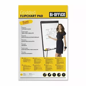 Flipčarta papīra bloks Bi-Office 90 x 65 cm — 50 loksnes, līmēts augšā